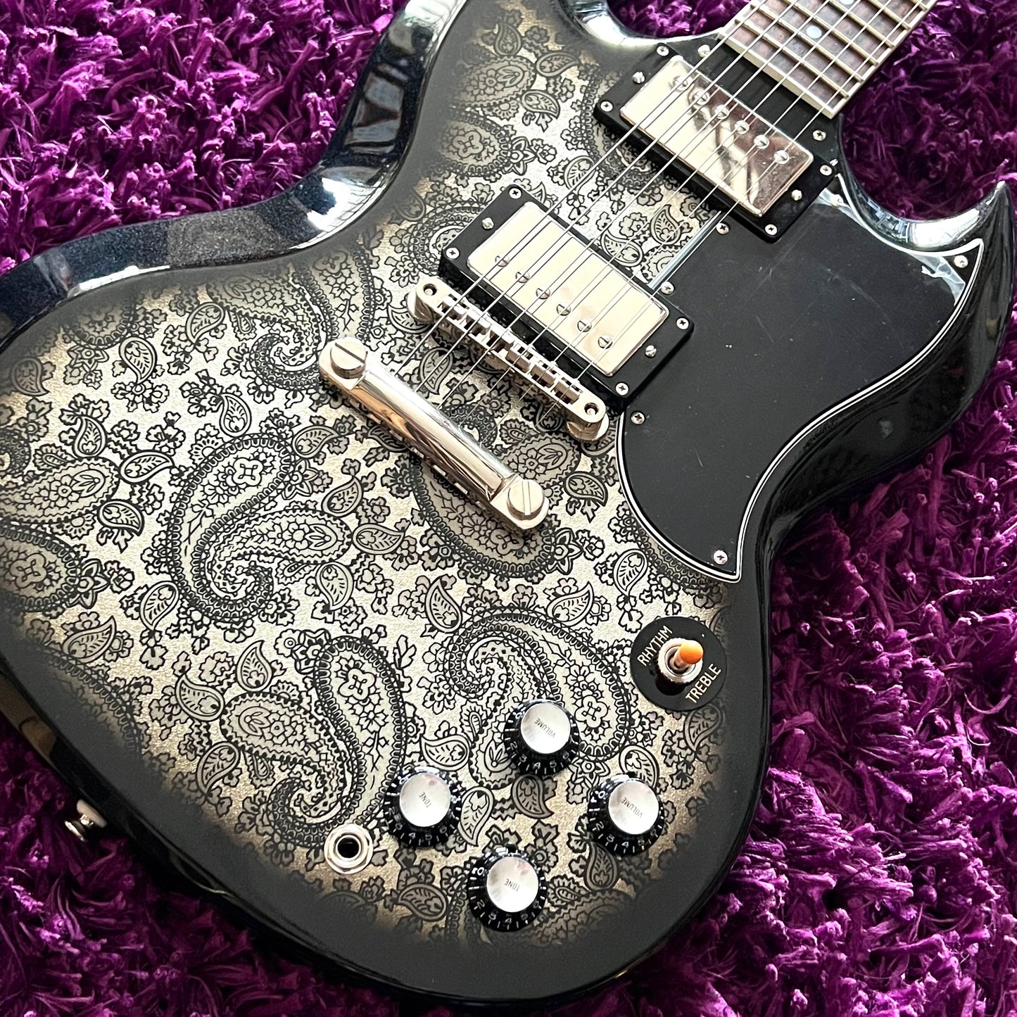 Tokai 'Vintage Series' USG-BP SG Style Electric Guitar Black Paisley (MIJ) (w/ OHSC & Paperwork)