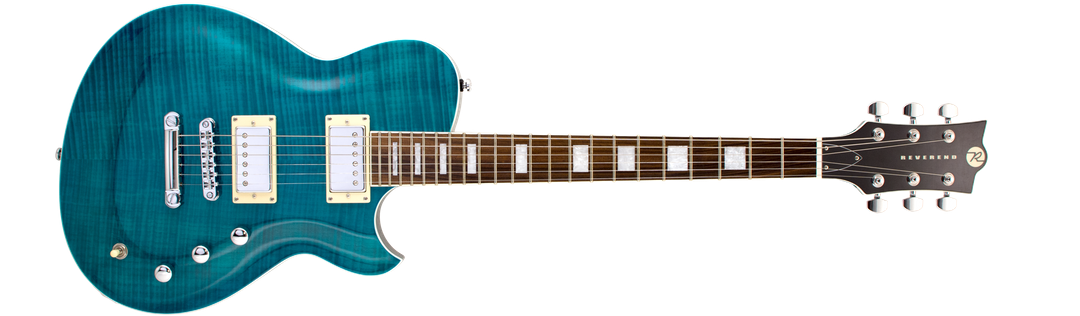 Reverend Roundhouse FM Transparent Turquoise Flame Maple