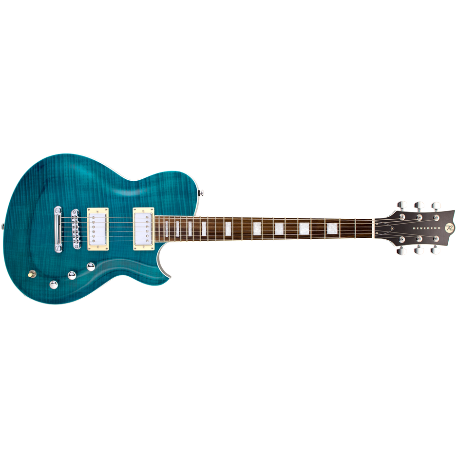 Reverend Roundhouse FM Transparent Turquoise Flame Maple