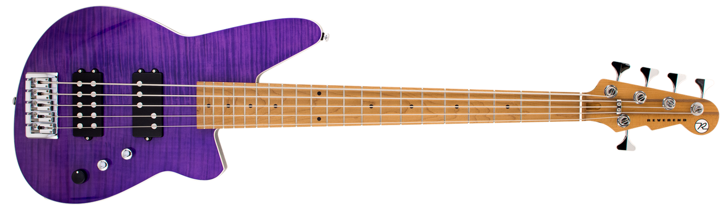 Reverend Mercalli 5 FM Bass Transparent Purple Flame Maple