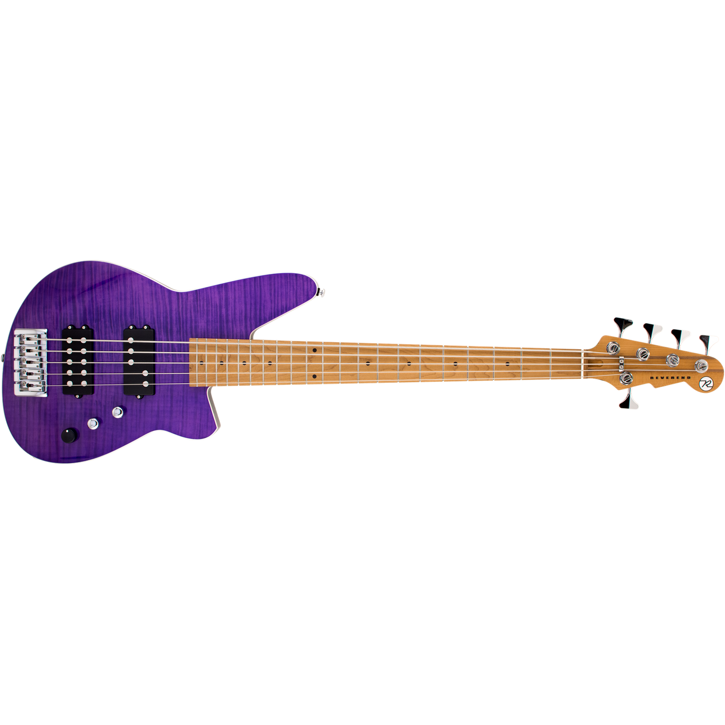Reverend Mercalli 5 FM Bass Transparent Purple Flame Maple