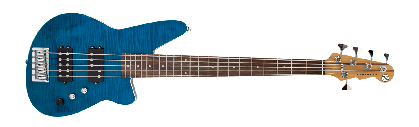 Reverend Mercalli 5 FM Bass Transparent Blue Flame Maple