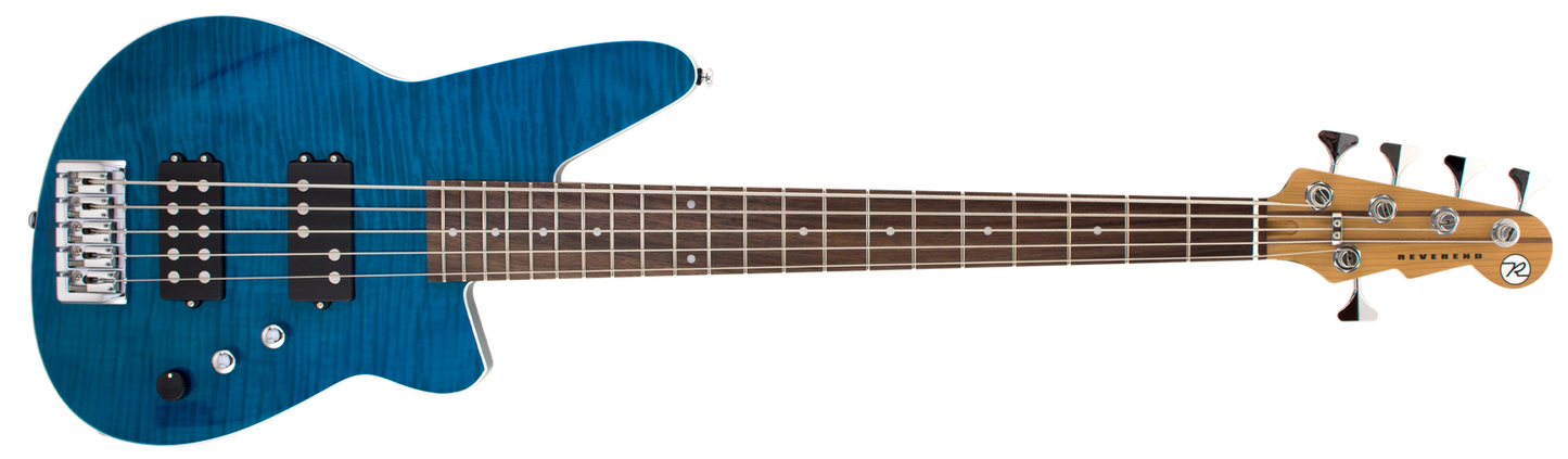 Reverend Mercalli 5 FM Bass Transparent Turquoise Flame Maple