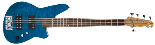 Reverend Mercalli 5 FM Bass Transparent Turquoise Flame Maple