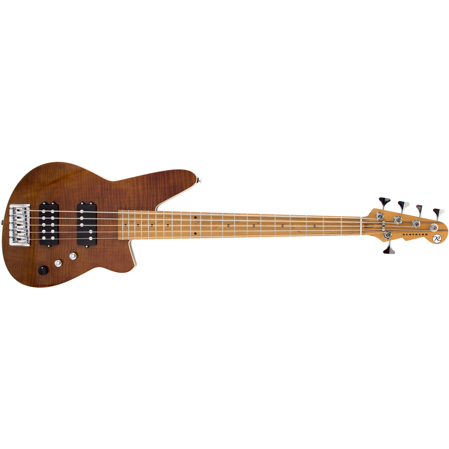 Reverend Mercalli 5 FM Bass Violin Brown Flame Maple