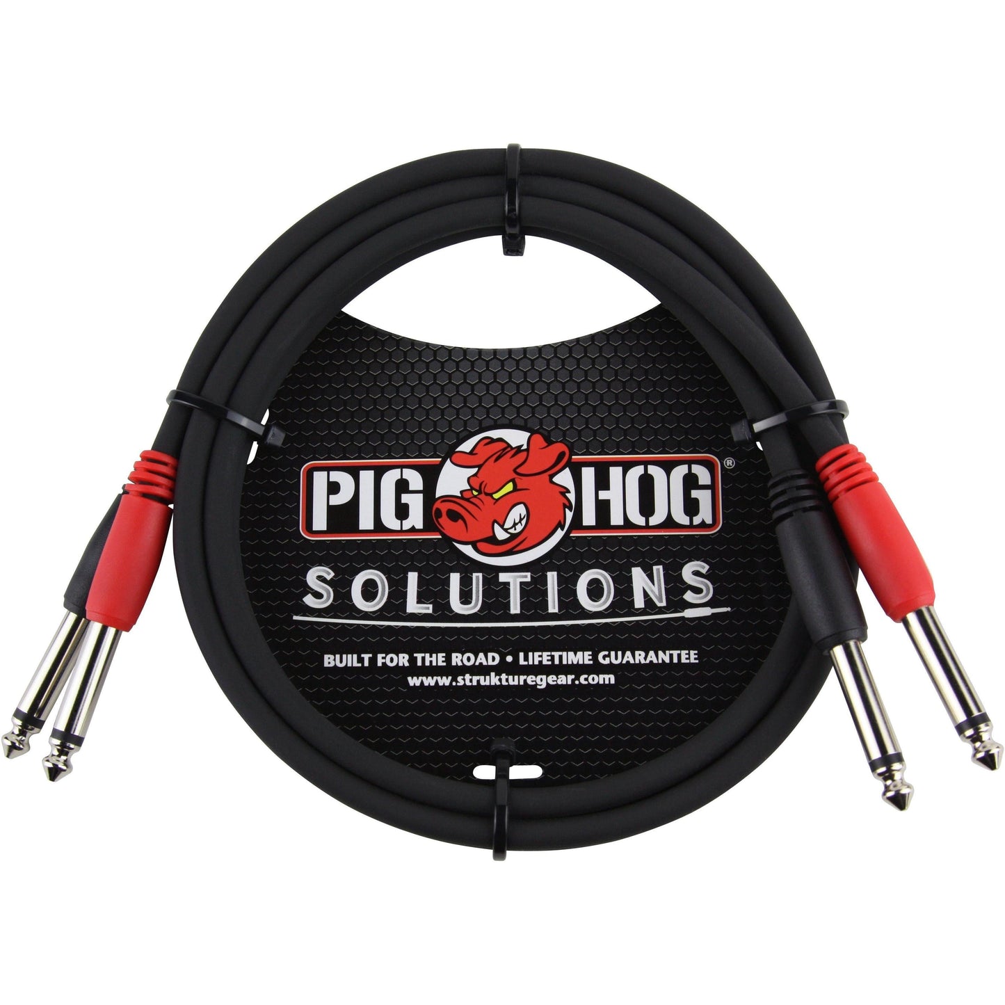 Pig Hog Solutions - 1/4" (Male) Mono to 1/4" (Male) Mono Dual Cable - 3 Foot