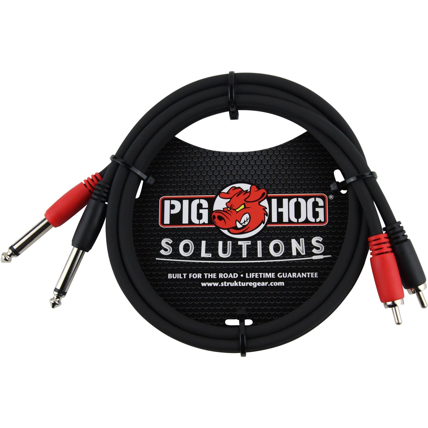 Pig Hog Solutions - 1/4" (Male) Mono to RCA (Male) Dual Cable - 3 Foot