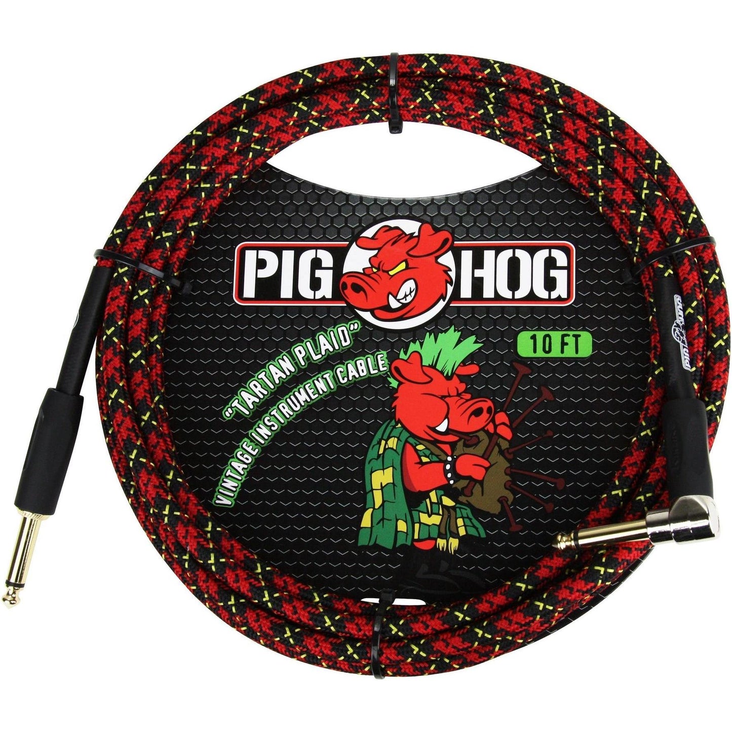 Pig Hog "Tartan Plaid" Instrument Cable - 10 Foot - Right Angle