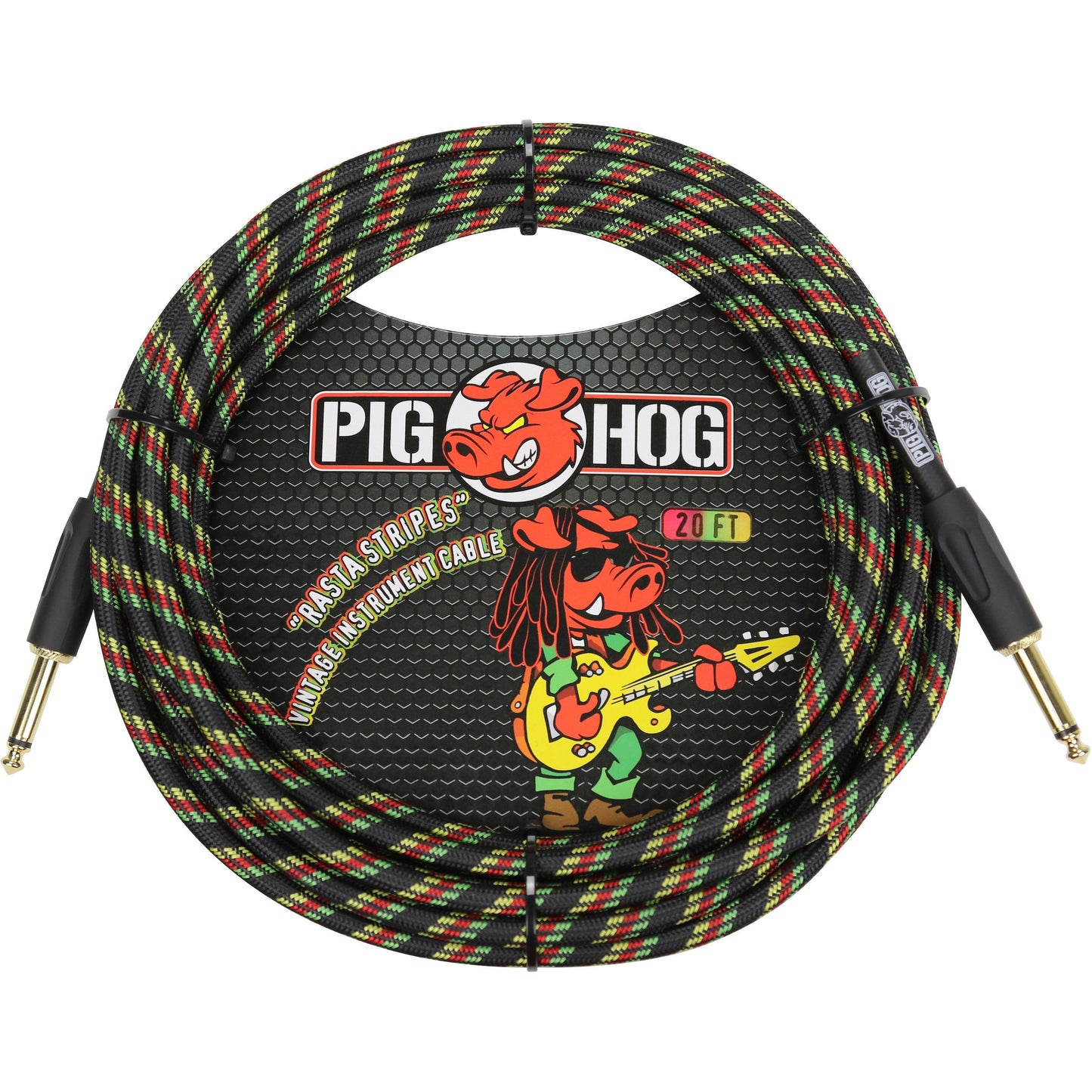 Pig Hog "Rasta Stripes" Instrument Cable - 20 Foot