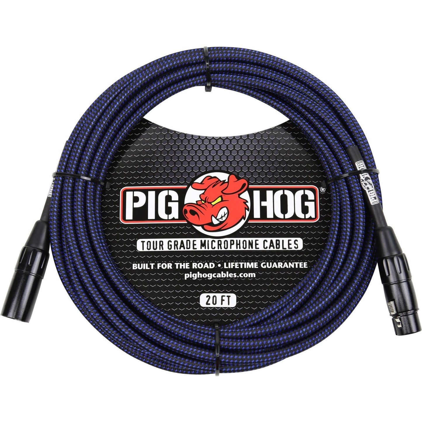 Pig Hog "Black & Blue" Woven Microphone Cable XLR - 20 Foot