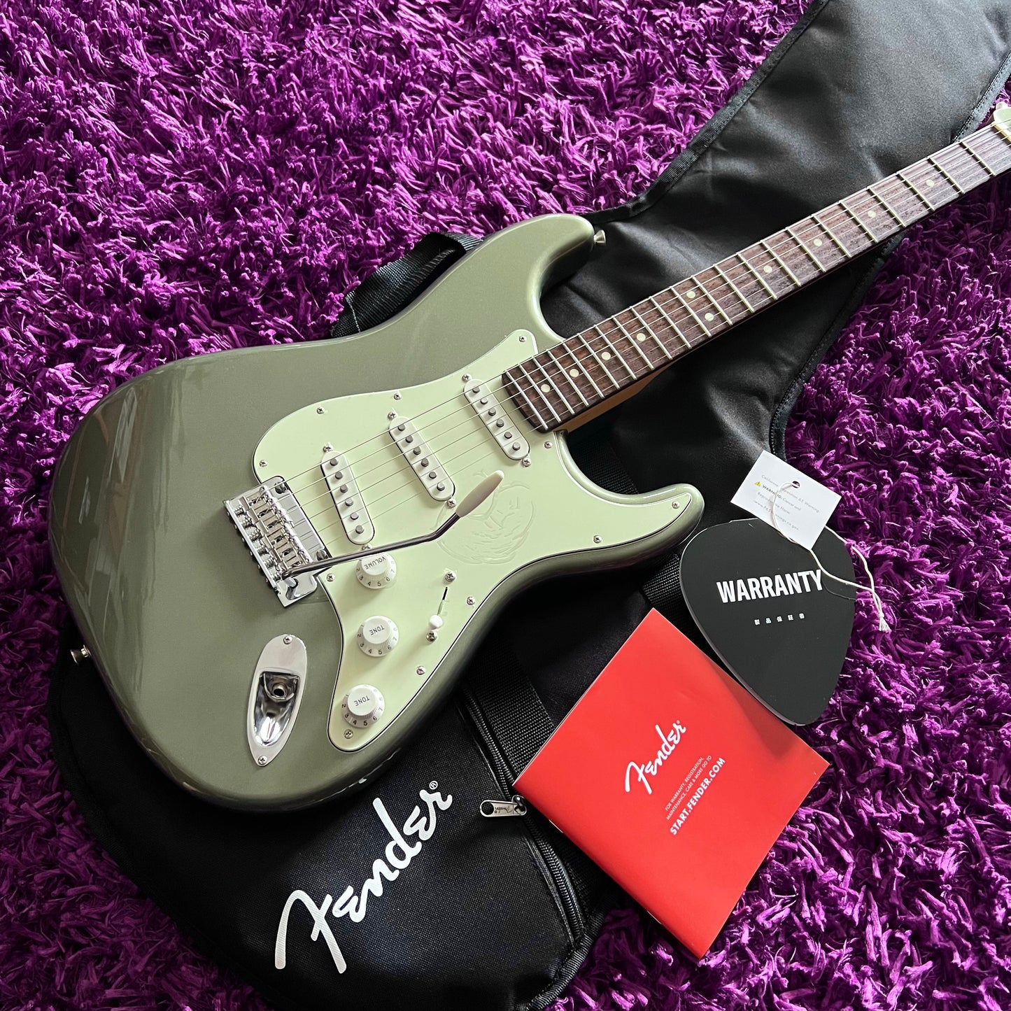 2023 Fender FSR Collection Hybrid II Stratocaster Jasper Olive Metallic w/ Matching Headstock (MIJ)