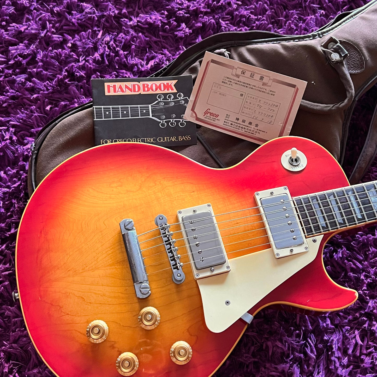 1977 Greco EG-700 Les Paul Standard Plain Maple Top Cherry Sunburst (MIJ Fujigen)