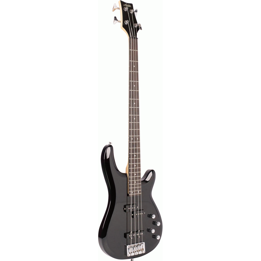 Ashton AB4BK Bass Guitar Pack w/ Gig Bag, Strap & Lead (Black)