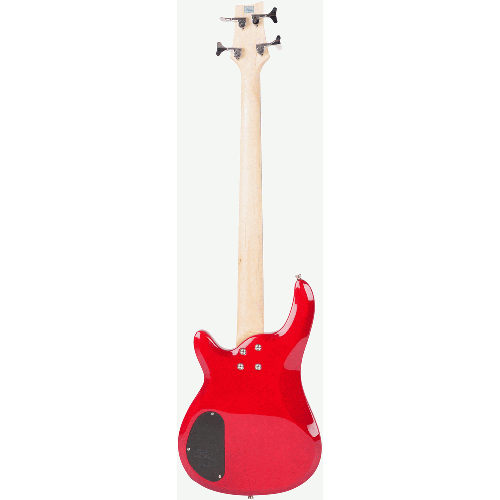 Ashton AB4TRD Bass Guitar Pack w/ Gig Bag, Strap & Lead (Transparent Red)