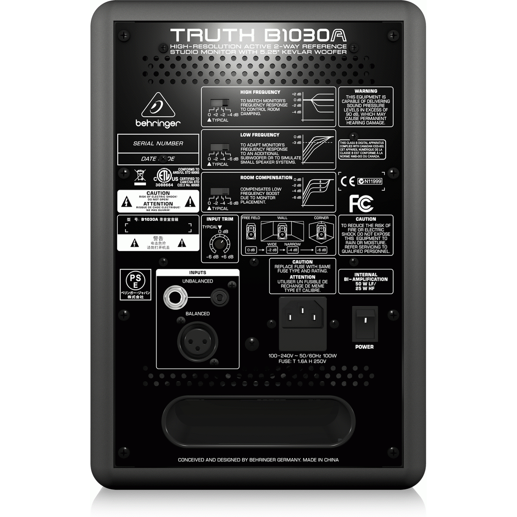 Behringer TRUTH B1030A Active 2-Way 5.25" Reference Studio Monitor