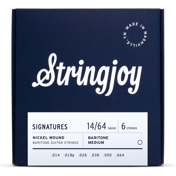Stringjoy Signatures | Baritone Balanced Medium Gauge (14-64) Nickel Wound Electric Guitar Strings