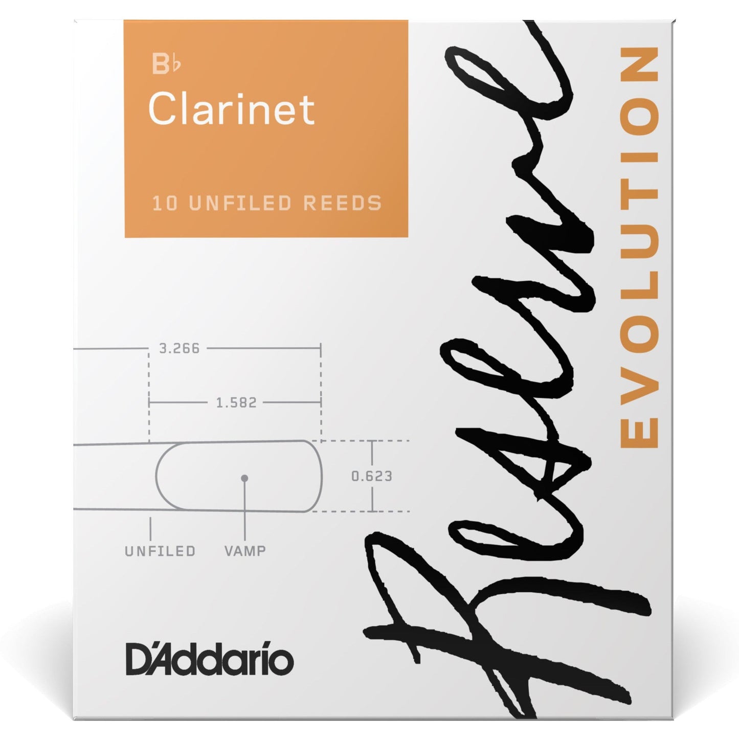 D'Addario Reserve Evolution Bb Clarinet Reeds, Strength 2.5, 10-Pack