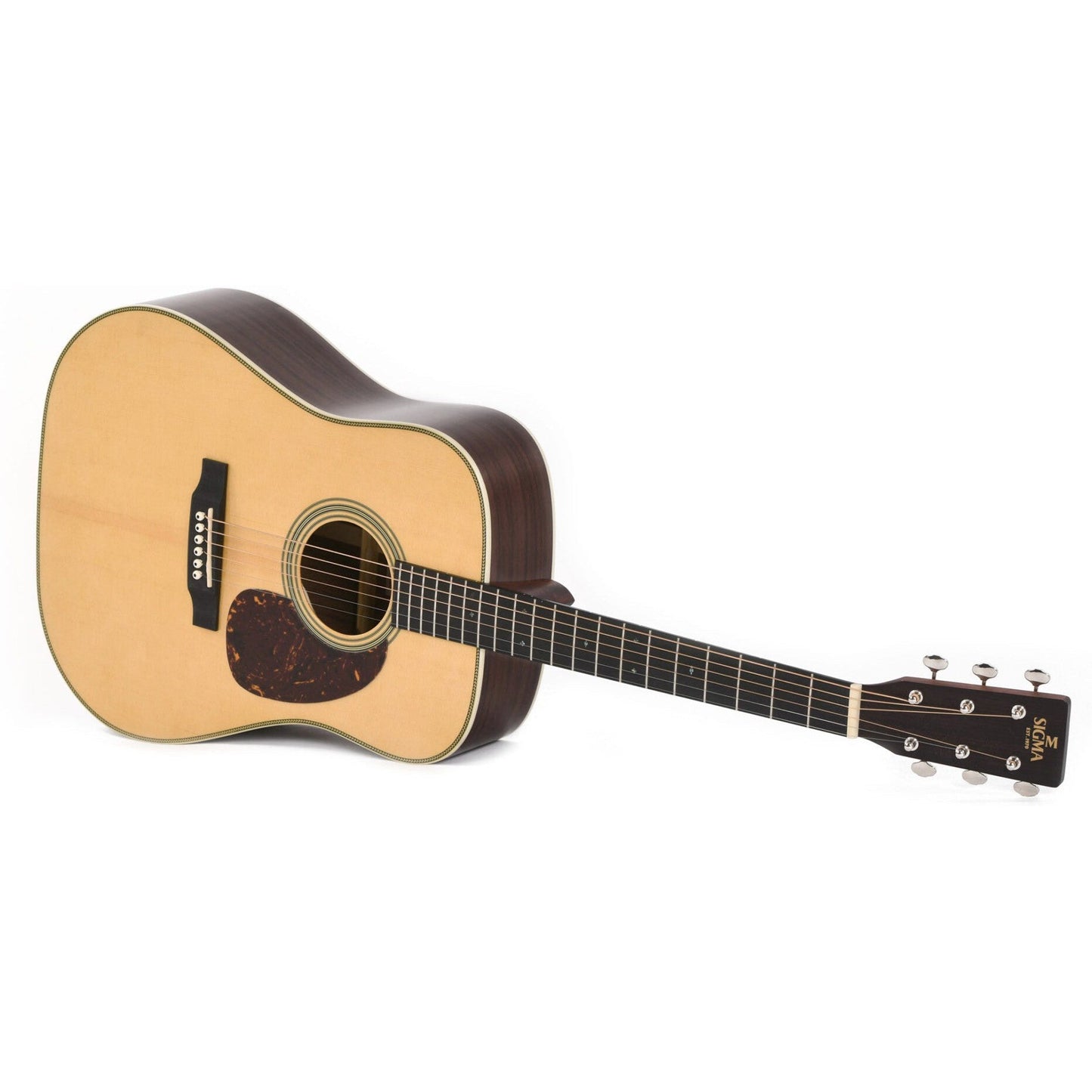 Sigma DT-28H Dreadnought Acoustic Guitar Solid Spruce Top - Tilia Back and Sides - Herringbone - Gloss