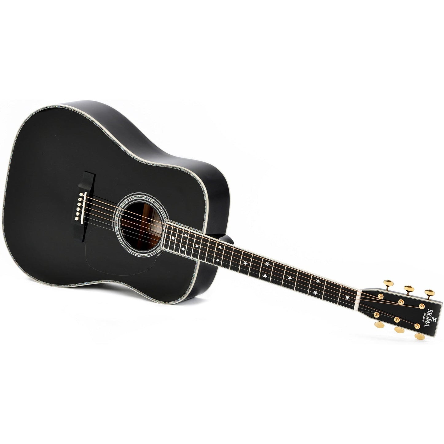 Sigma DT-42 NASHVILLE Dreadnought Acoustic Guitar Solid Sitka Spruce - Tilia Back and Sides - Style 42 Black Gloss