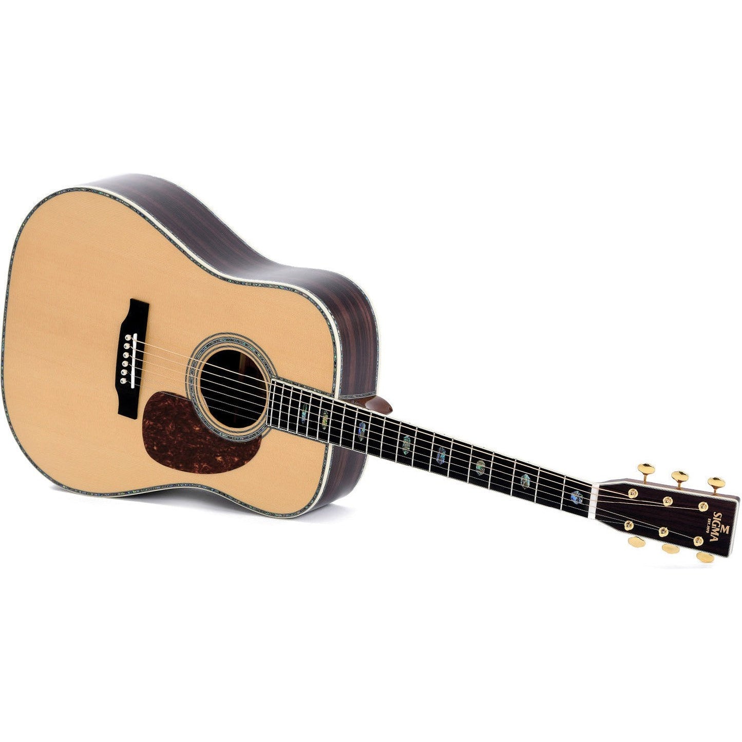 Sigma DT-45 Dreadnought Acoustic Guitar Solid Spruce Top - Tilia Back and Sides - Style 45 Inlay - Gloss