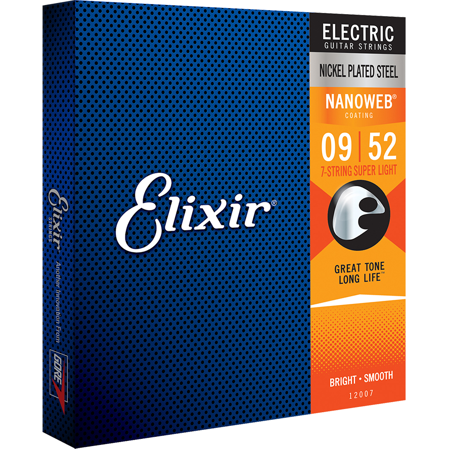 Elixir Nanoweb Nickel Electric Guitar Strings 9-52 (7 String)