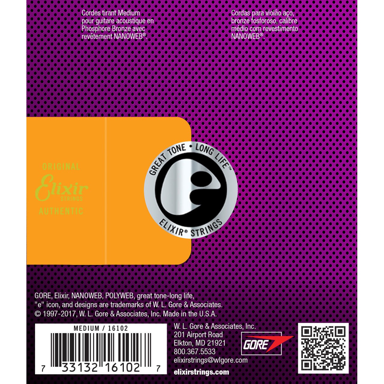 Elixir Nanoweb Phosphor Bronze Acoustic Strings 13-56