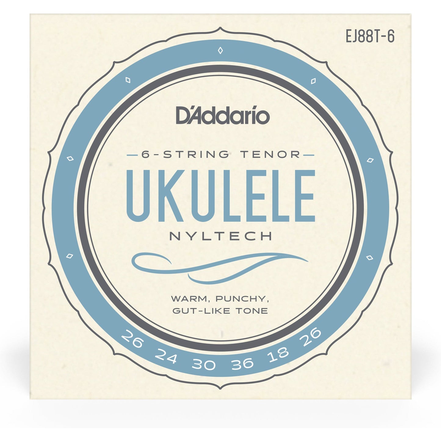 D'Addario EJ88T-6 Nyltech Ukulele Strings, 6-String Tenor