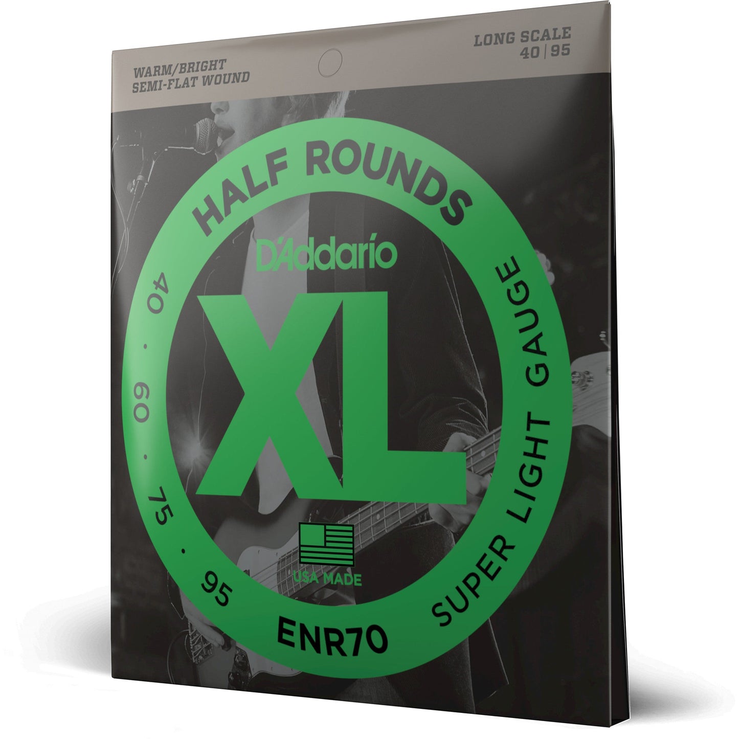 D'Addario ENR70 Half Round Bass Guitar Strings, Super Light, 40-95, Long Scale