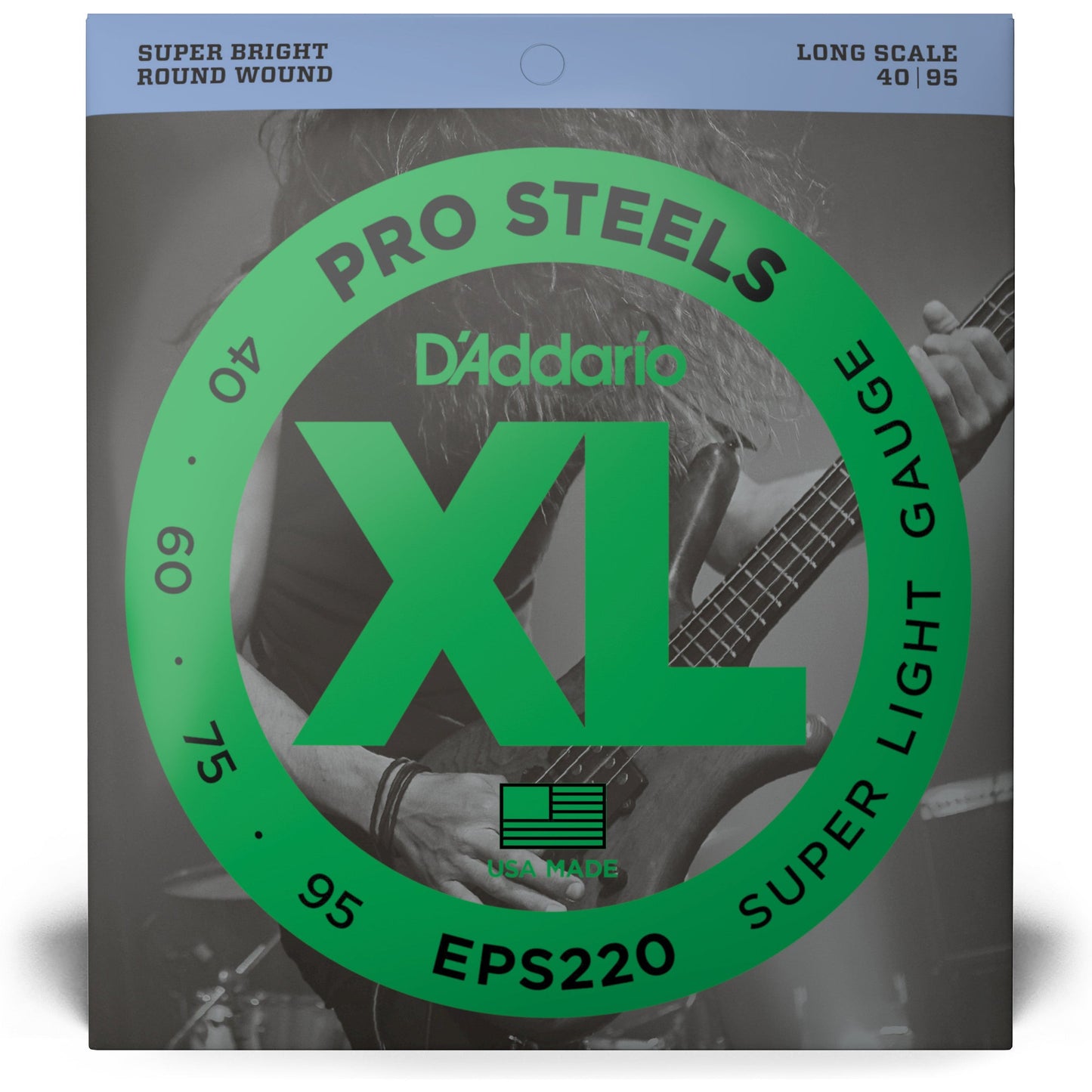 D'Addario EPS220 ProSteels Bass Guitar Strings, Super Light, 40-95, Long Scale
