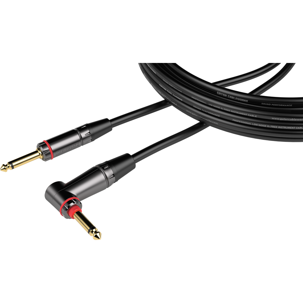 Gator Headliner Series 20 Foot Straight to Right Angle Quiet Instrument Cable