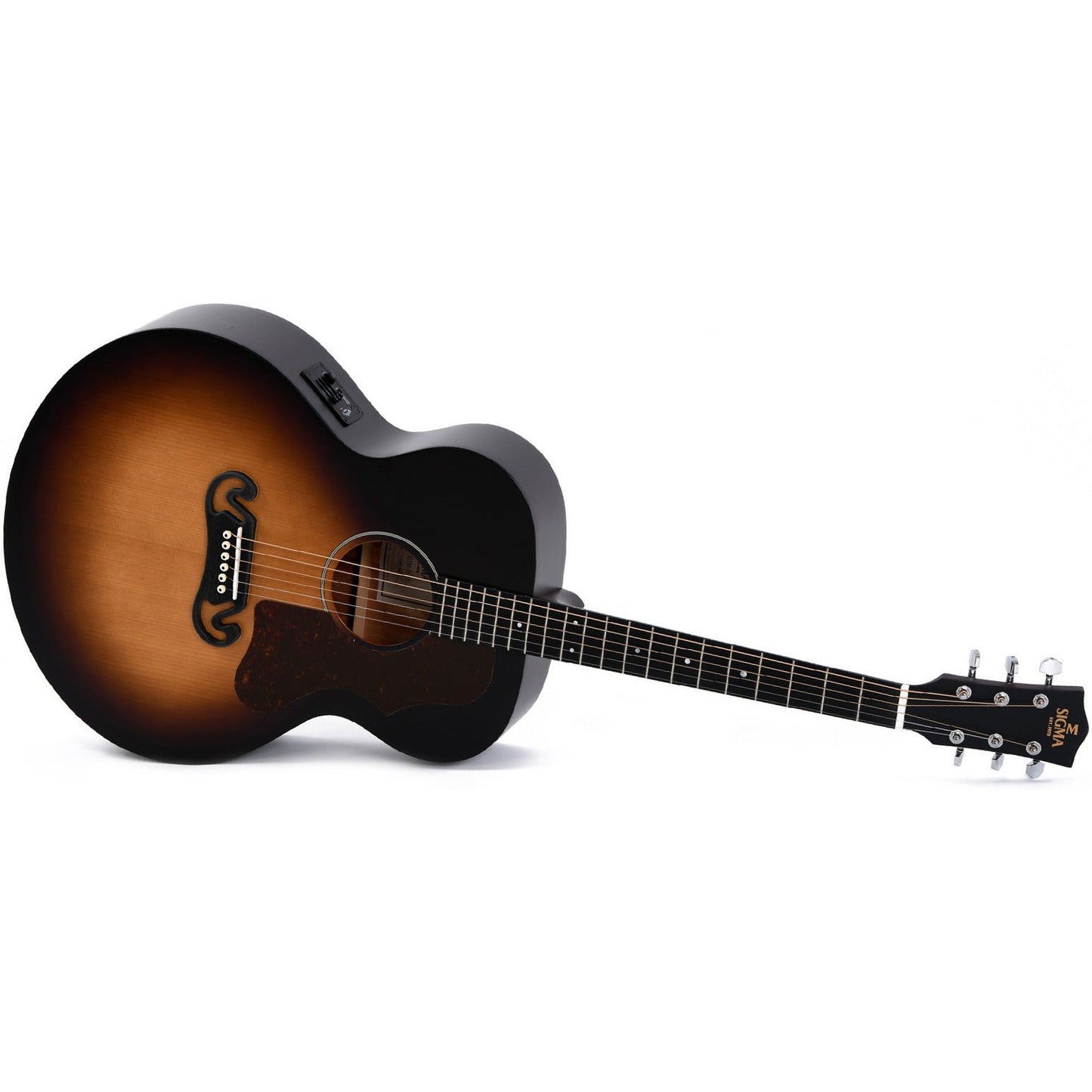 Sigma GJM-SGE Grand Jumbo Acoustic Guitar Solid Sitka Spruce Top - Mahogany Back and Sides - Sunburst - Satin
