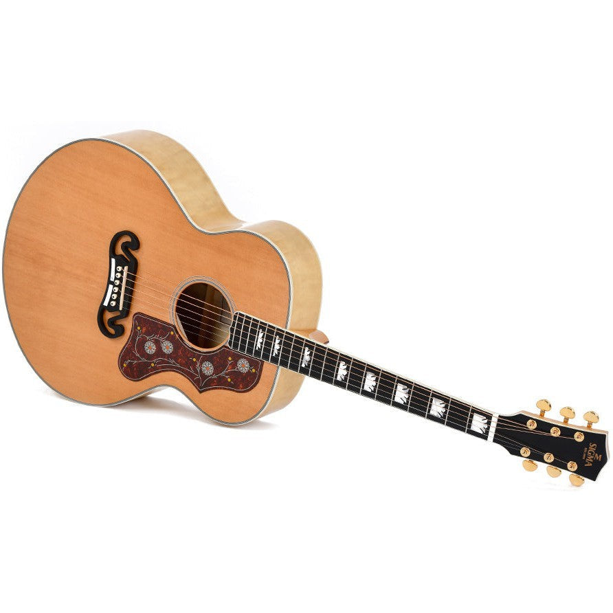 Sigma GJQA-SG200-AN Grand Jumbo Acoustic Guitar Solid Sitka Spruce Top - Quilted Maple Back and Sides - Gloss