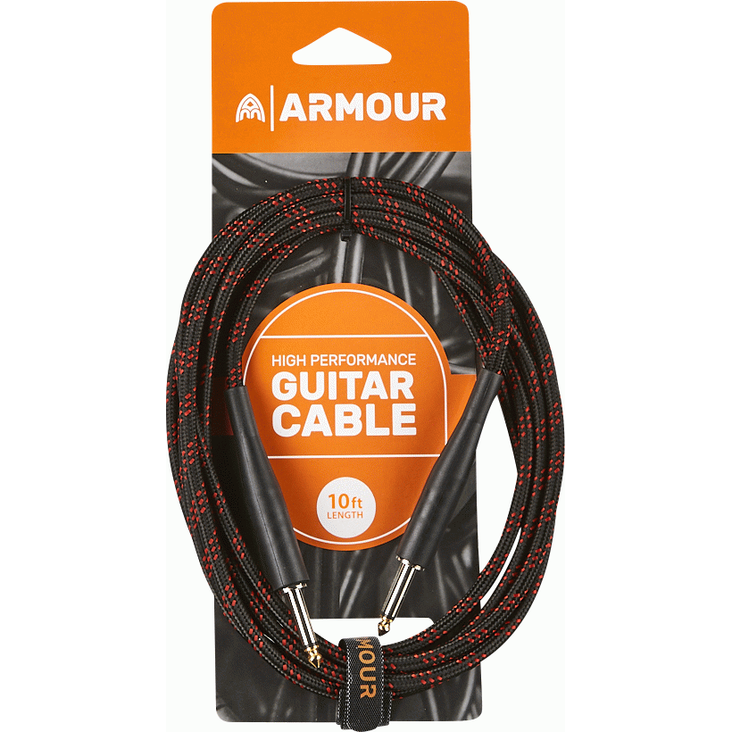 Armour GW10R Guitar 10 Foot Woven Red Stripe