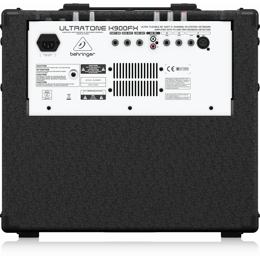 Behringer ULTRATONE K900FX 90-Watt 3-Channel PA System/Keyboard Amplifier w/ Effects