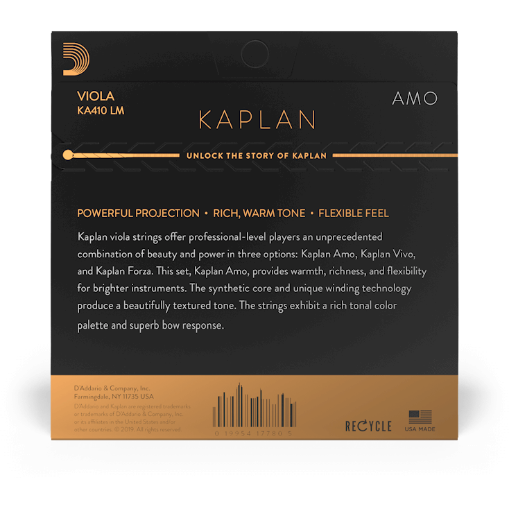 D'Addario Kaplan Amo Viola D String – Long Scale – Medium Tension
