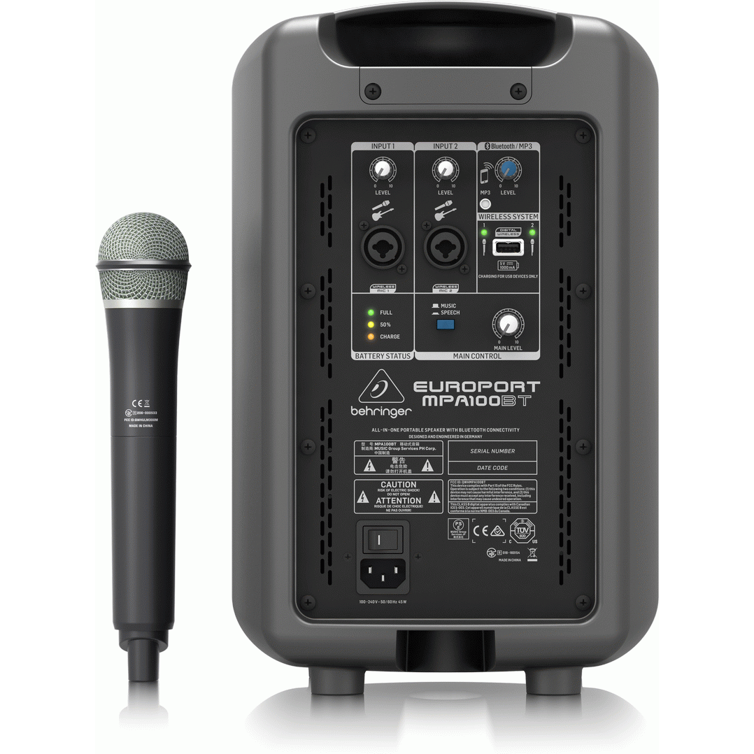 Behringer EUROPORT MPA100BT Compact Portable PA System w/ Bluetooth and Battery Option