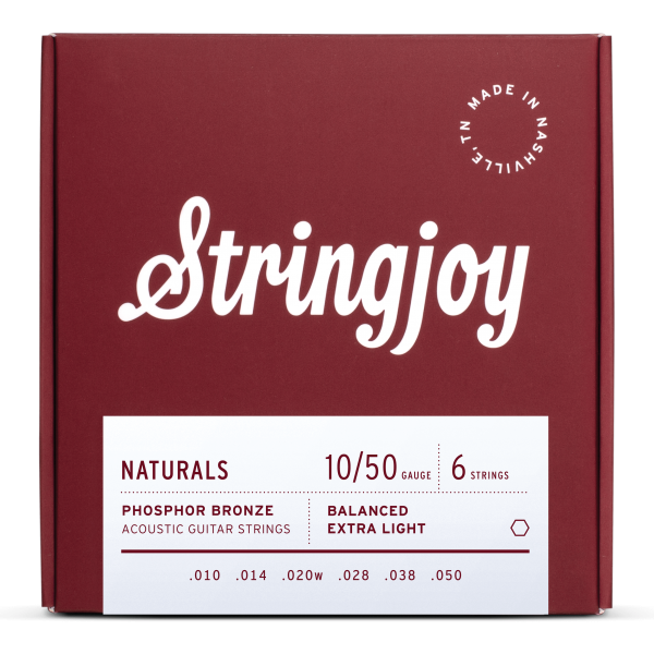 Stringjoy Naturals | Extra Light Gauge (10-50) Phosphor Bronze Acoustic Guitar Strings