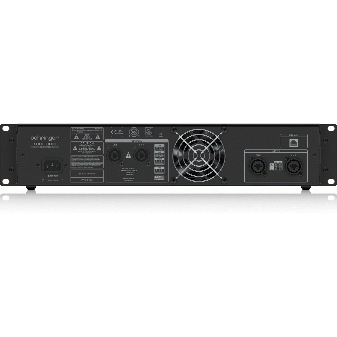 Behringer NX1000D Class-D 1,000-Watt Power Amplifier w/ DSP Control and SmartSense