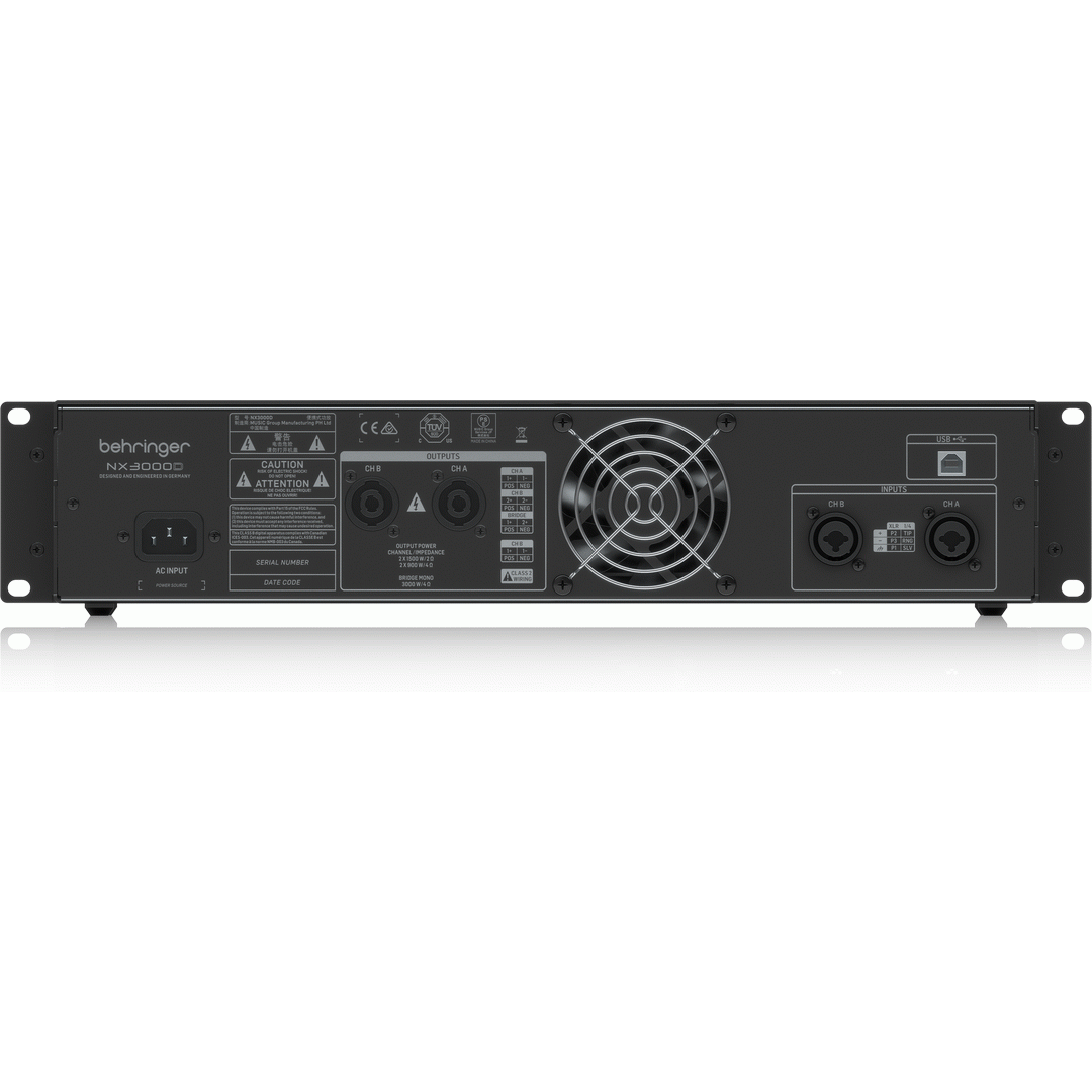 Behringer NX3000D Class-D 3,000-Watt Power Amplifier w/ DSP Control and SmartSense
