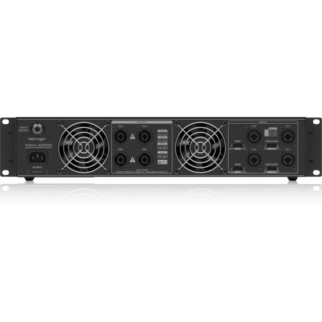 Behringer NX4-6000 4-Channel Class-D 6,000-Watt Power Amplifier w/ SmartSense