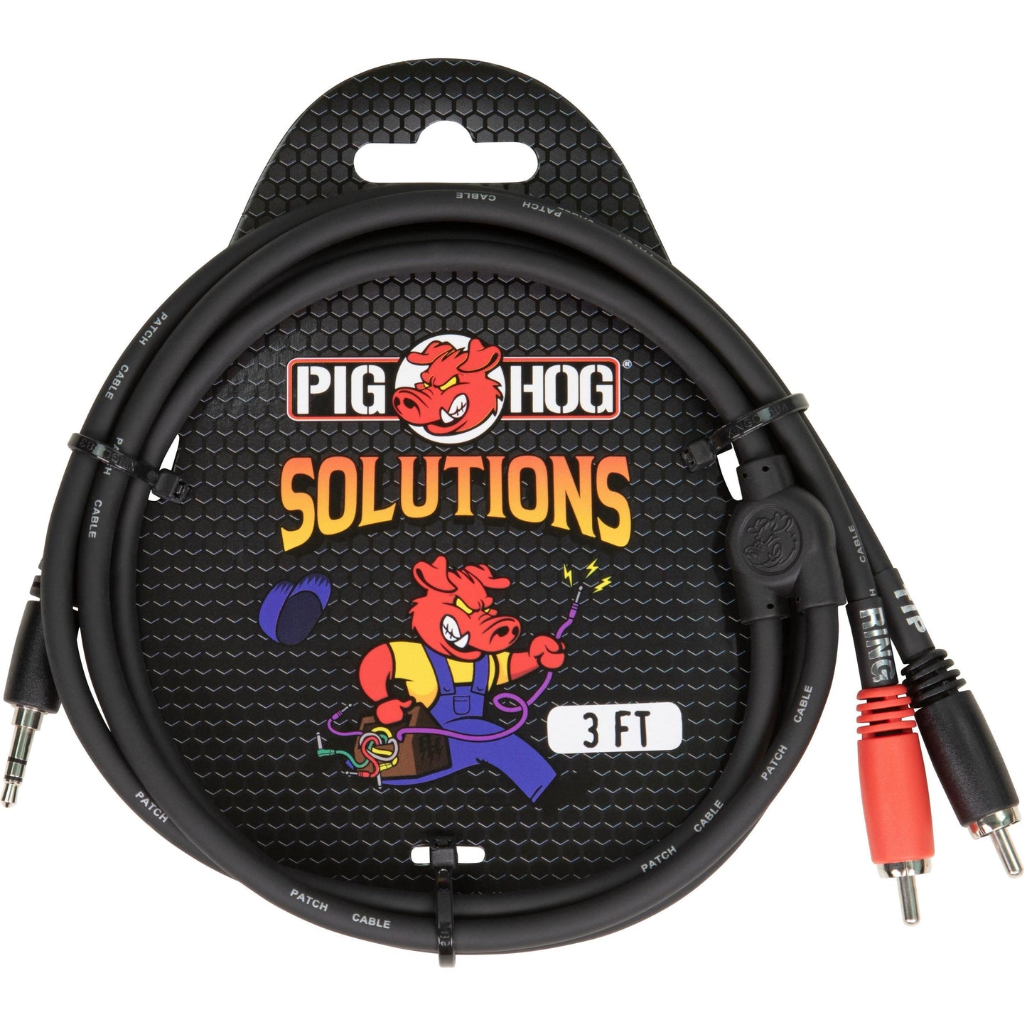 Pig Hog Solutions - Stereo Breakout Cable 3.5mm (Male) Stereo to Dual RCA (Male) - 3 Foot
