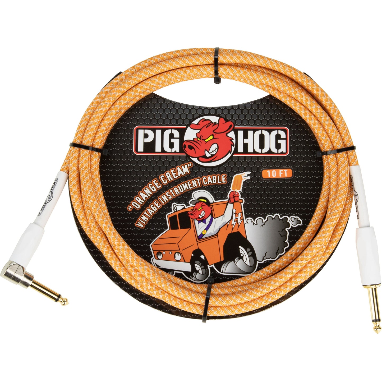 Pig Hog "Orange Creme" Instrument Cable, 10 Foot Right Angle