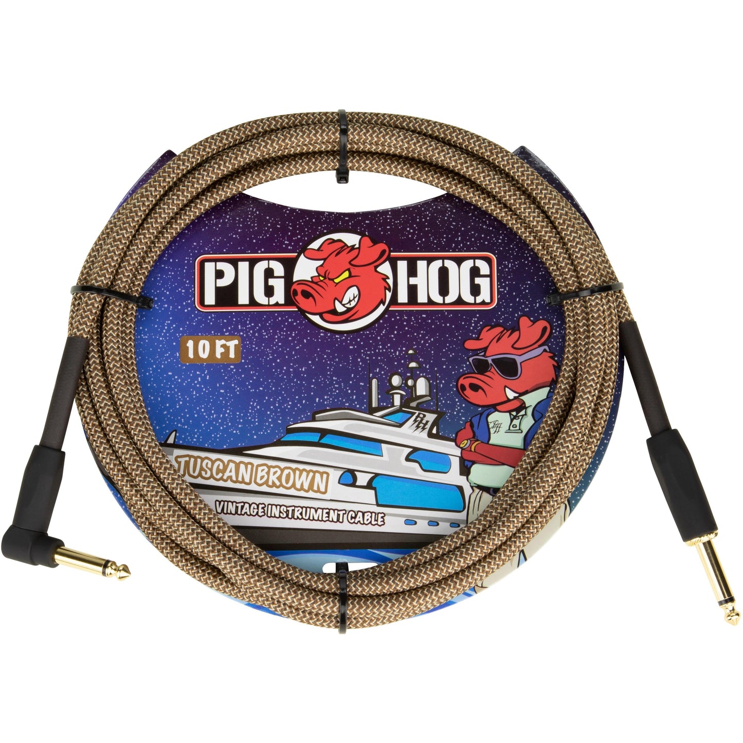 Pig Hog "Tuscan Brown" Instrument Cable - 10 Foot - Right Angle