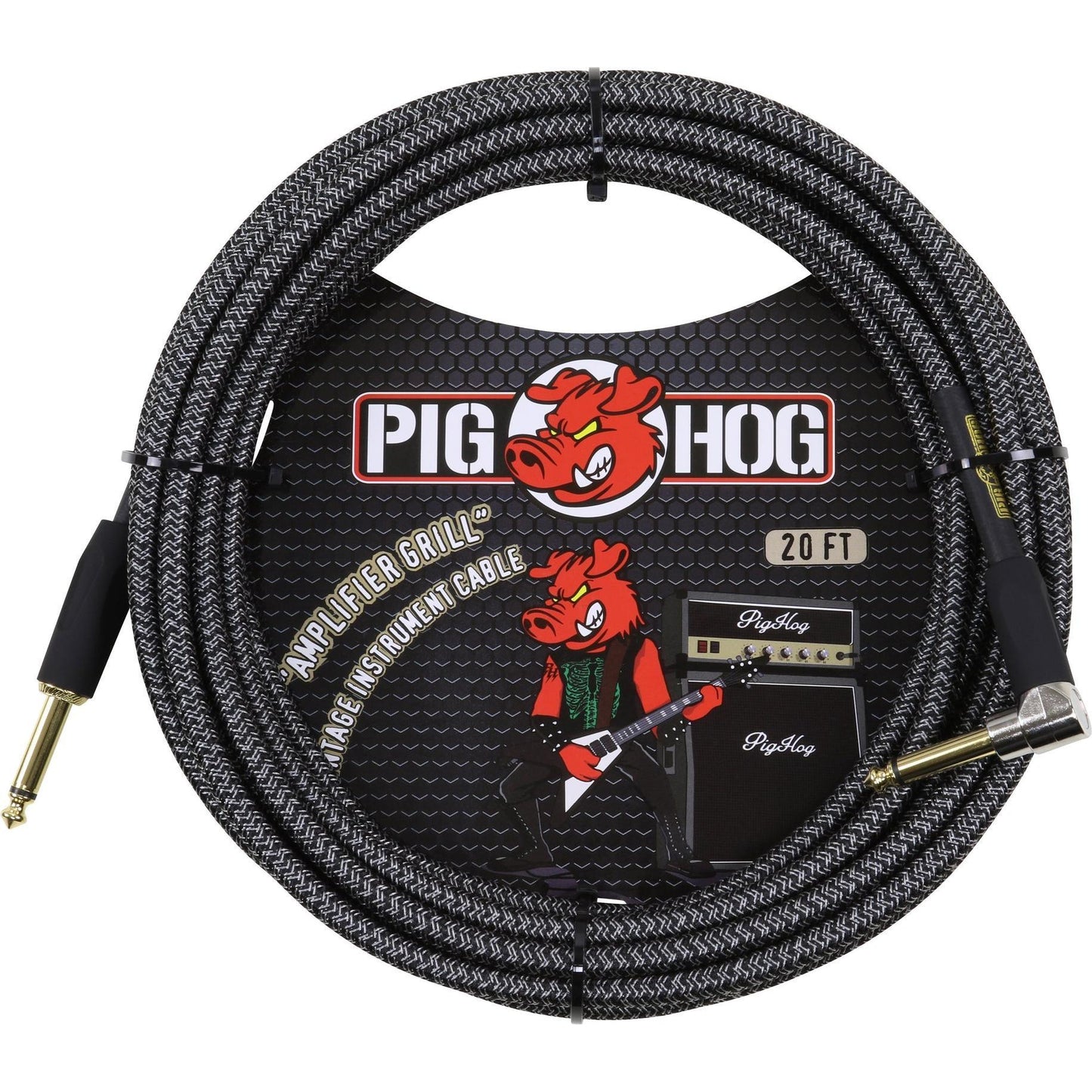 Pig Hog "Amplifier Grill" Instrument Cable - 20 Foot - Right Angle