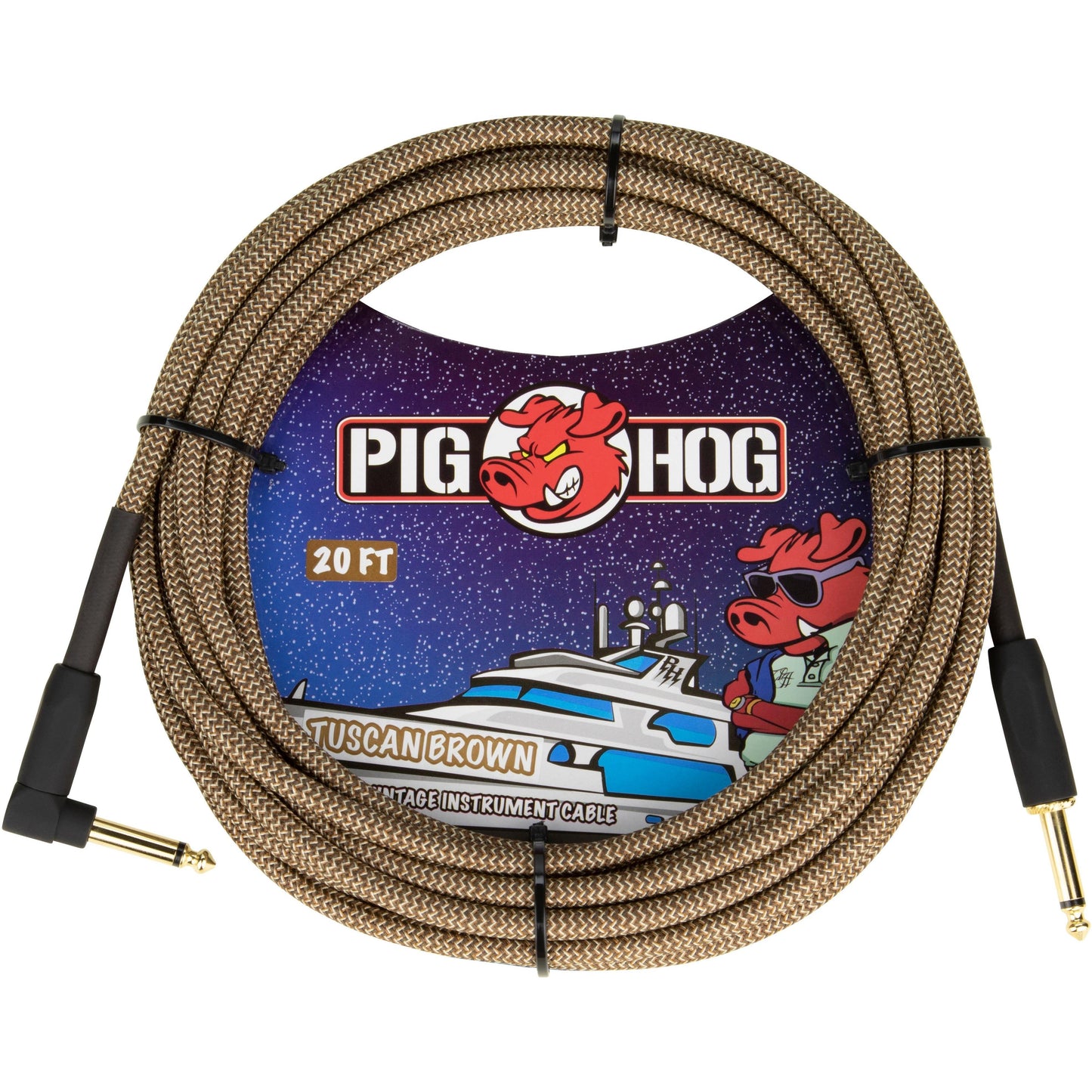 Pig Hog "Tuscan Brown" Instrument Cable - 20 Foot - Right Angle