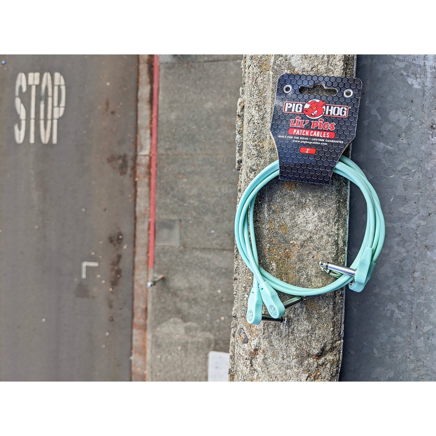 Pig Hog Lil' Pigs Low Profile 2 Foot Patch Cables, 2 Pack - Seafoam Green
