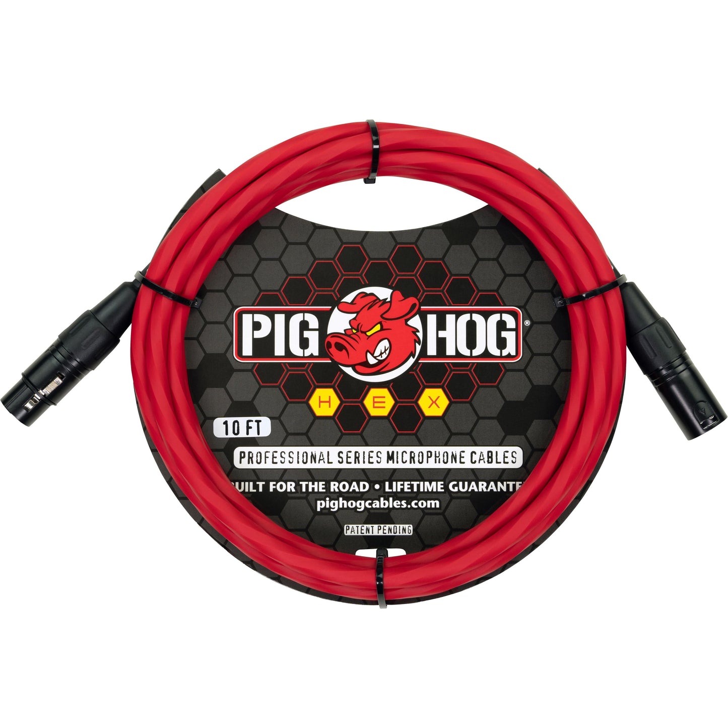 Pig Hog Hex Series Microphone Cable - 10 Foot - Candy Apple Red