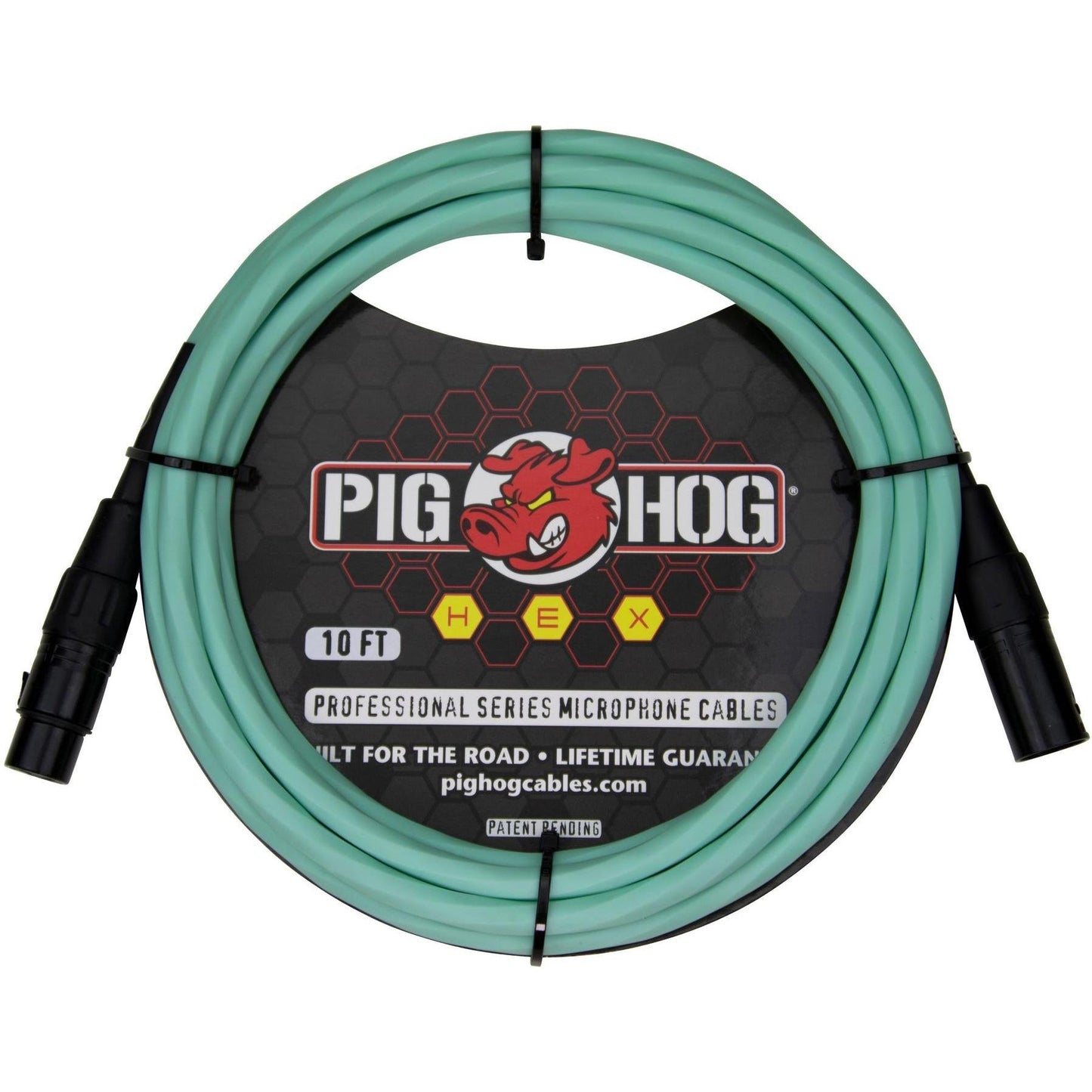 Pig Hog Hex Series Microphone Cable - 10 Foot - Seafoam Green