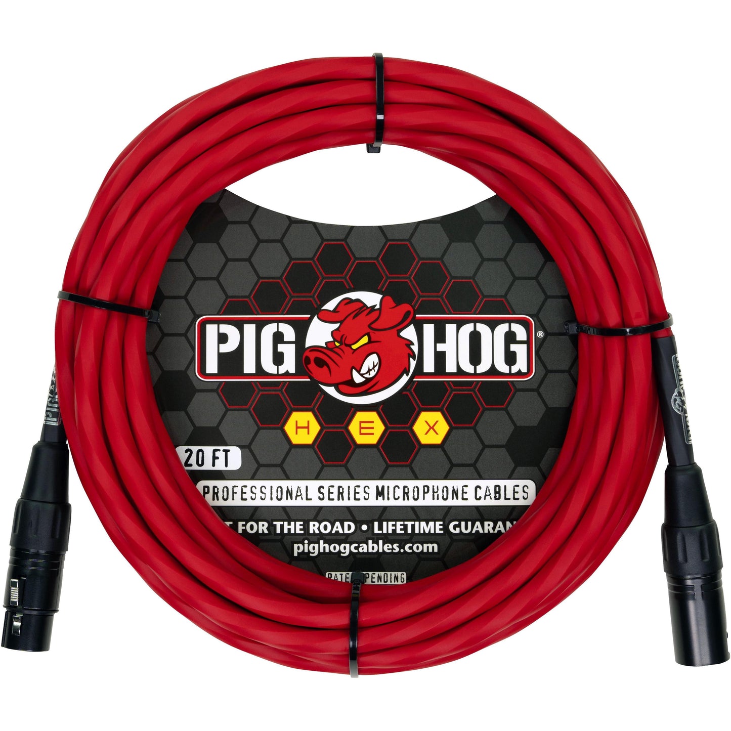 Pig Hog Hex Series Microphone Cable - 20 Foot - Candy Apple Red