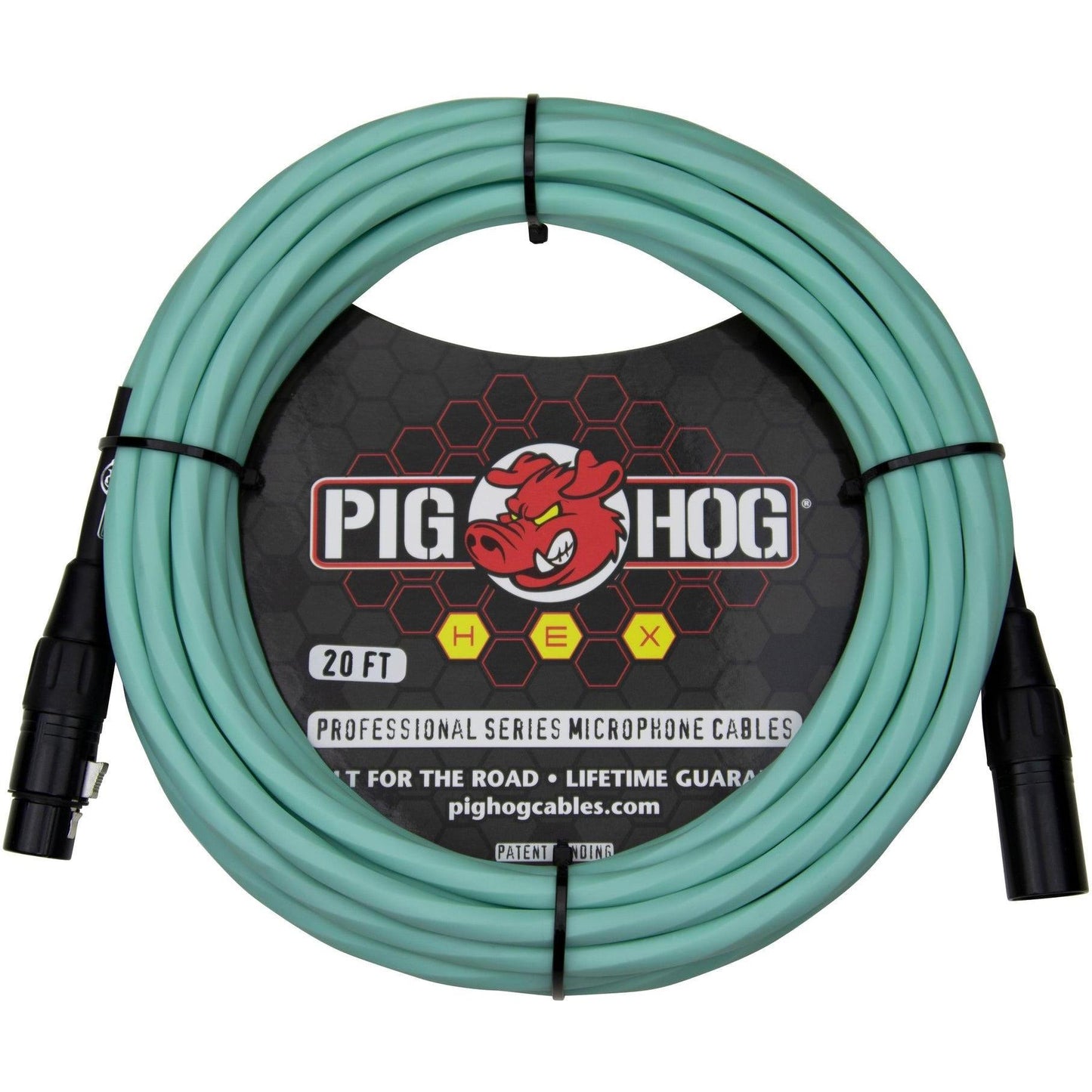 Pig Hog Hex Series Microphone Cable - 20 Foot - Seafoam Green